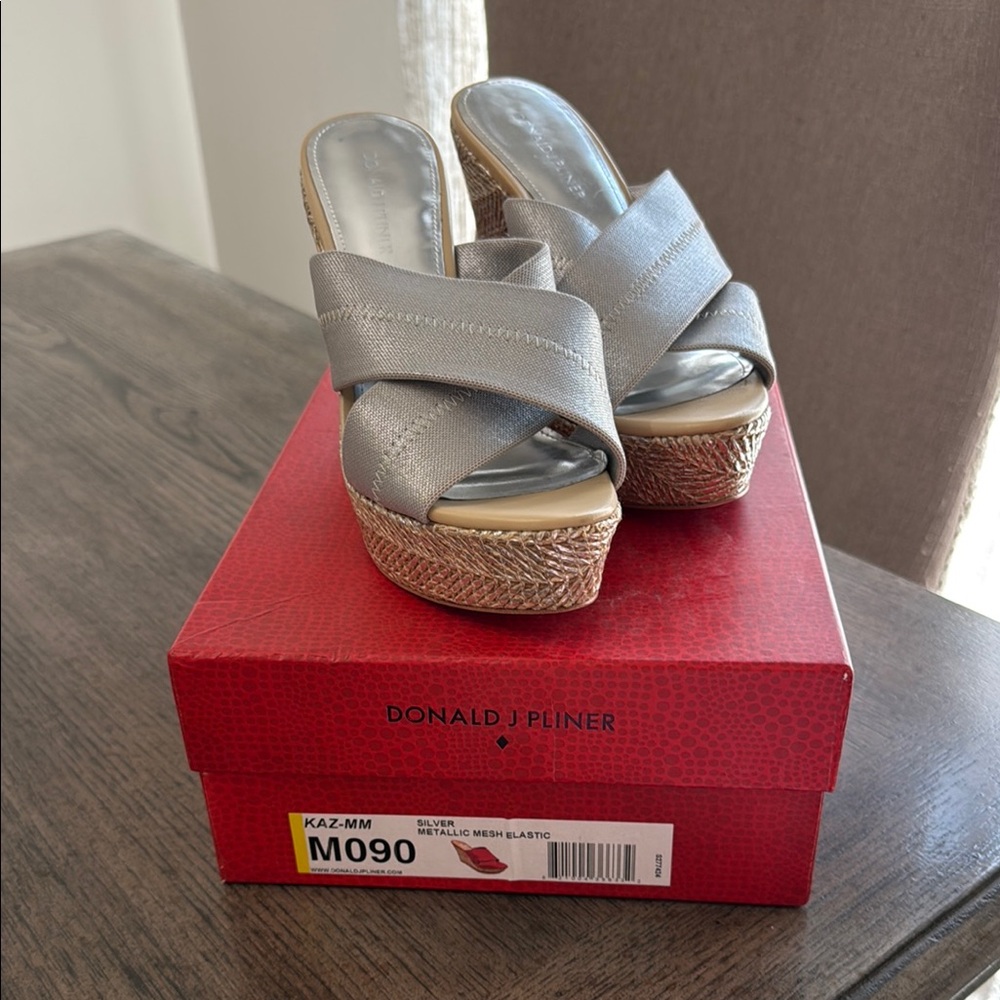 Donald J. Pliner Women's Silver Wedge Sandals